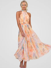 Rosanne Delcourt | Watercolor Halter Maxi Dress For Women
