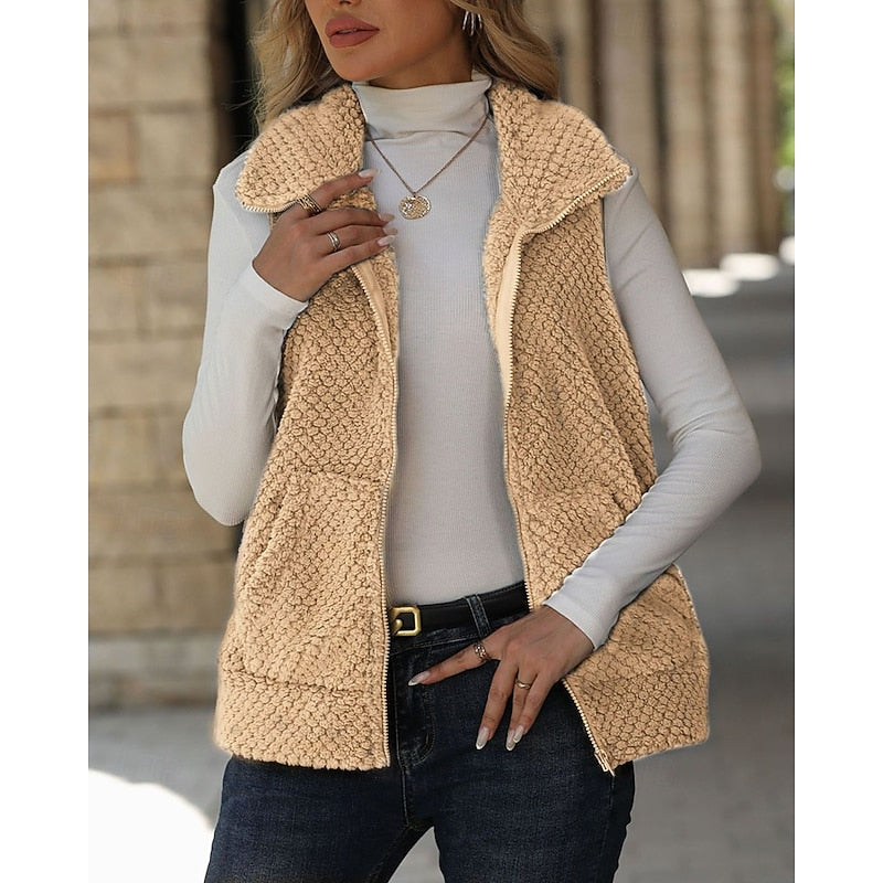 Fabiola Renwick | Textured Fleece Zip Vest For Women